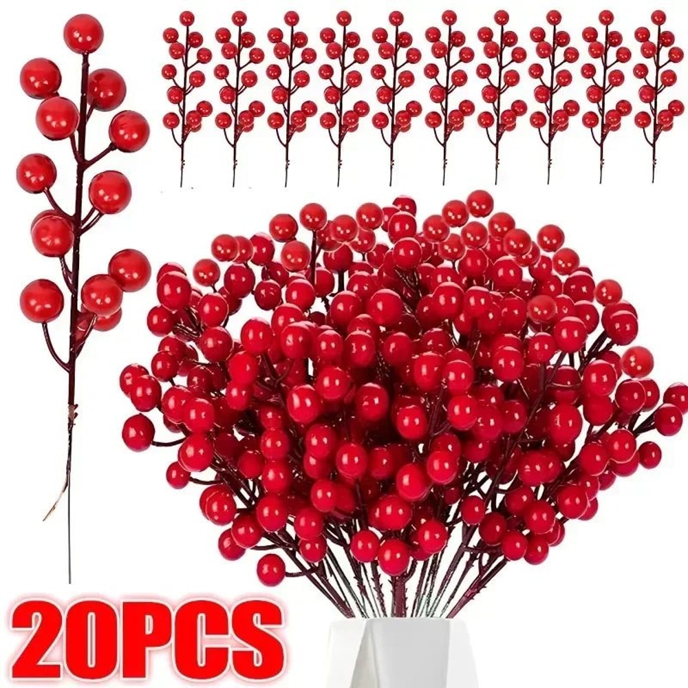 Artificial Holly Berry Stems For Christmas Decor 0