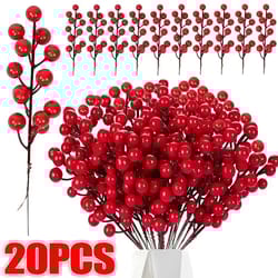 artificial holly berry stems for christmas decor