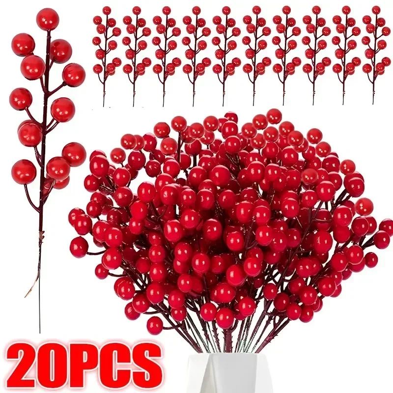 Artificial Holly Berry Stems For Christmas Decor 0