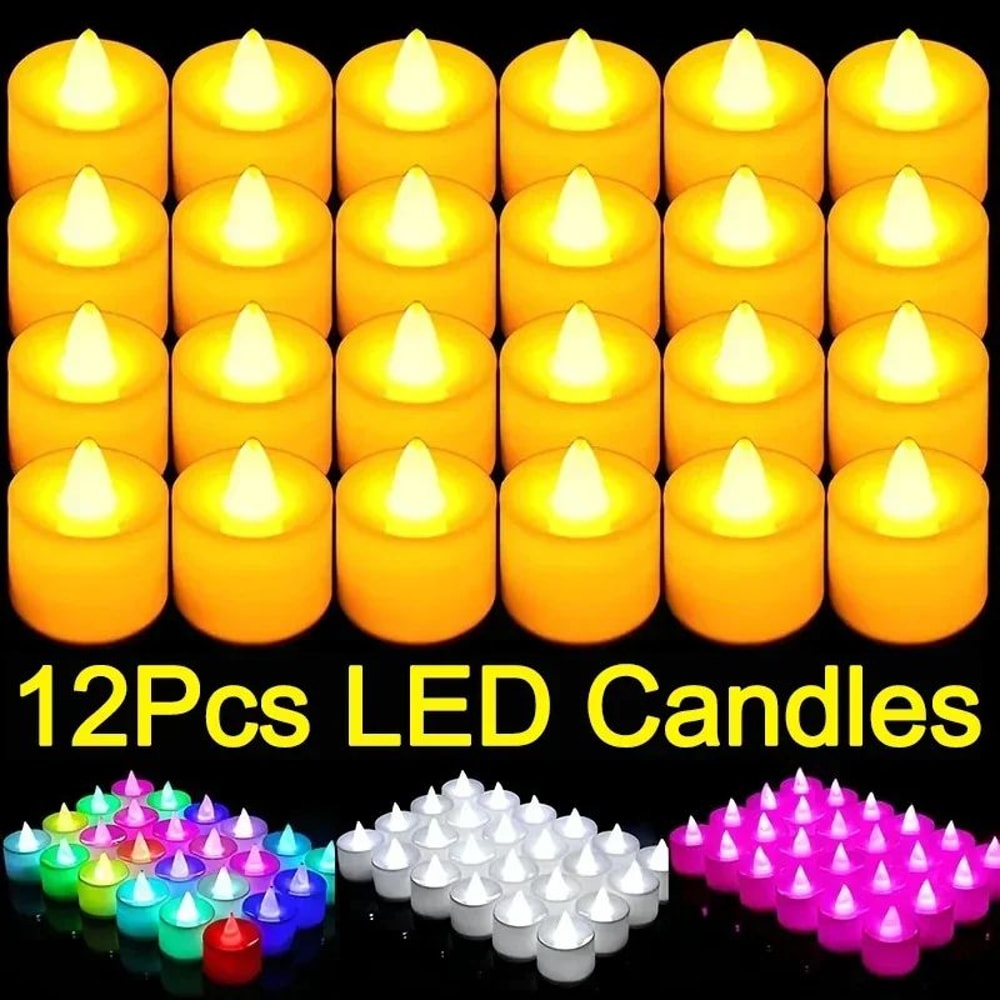 Colorful LED Flameless Tealight Candles Set 0