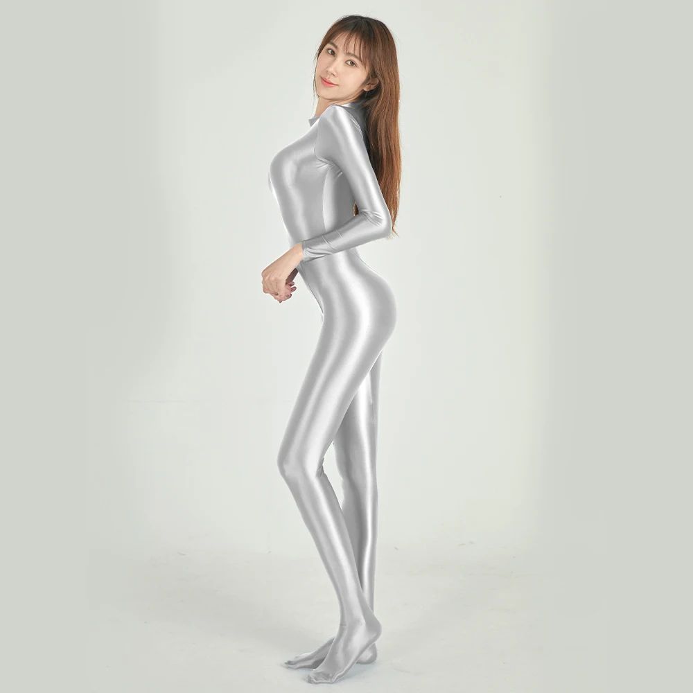 Satin Full Body Yoga Jumpsuit Long Sleeve 9