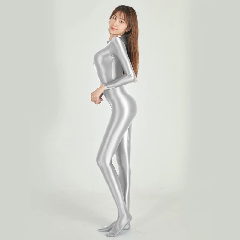 Satin Full Body Yoga Jumpsuit Long Sleeve 9