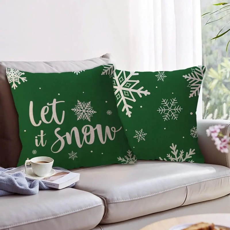 Green Christmas Snowflake Decorative Pillow Cover 1