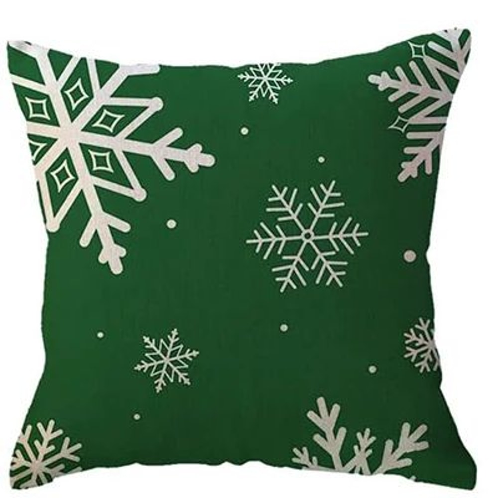 Green Christmas Snowflake Decorative Pillow Cover 3