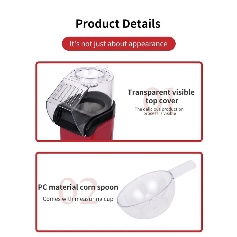 Electric Air Popcorn Maker Automatic Hot Air Popper 7
