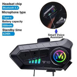 bluetooth 5.3 motorcycle helmet headset waterproof hands free kit