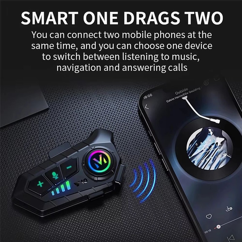 Bluetooth 53 Motorcycle Helmet Headset Waterproof Hands Free Kit 2