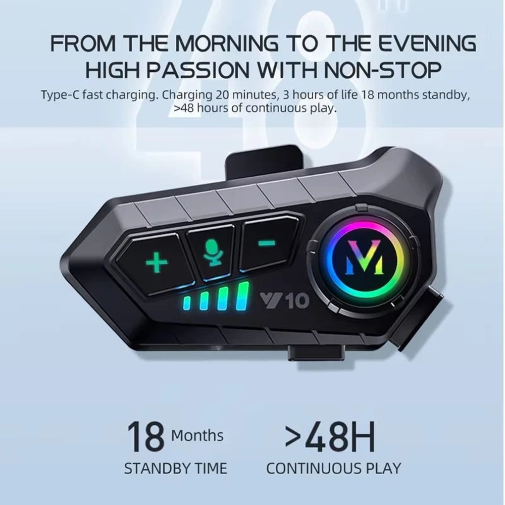 Bluetooth 53 Motorcycle Helmet Headset Waterproof Hands Free Kit 5