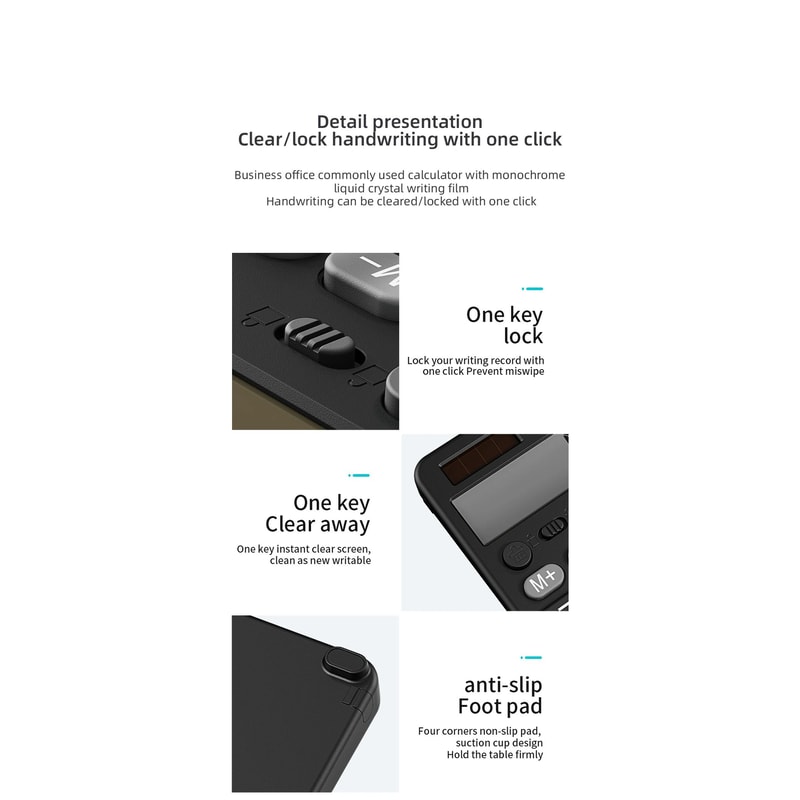 Calculator Writing Tablet With Stylus Foldable Design 15