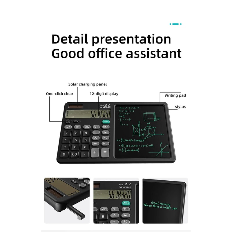 Calculator Writing Tablet With Stylus Foldable Design 10