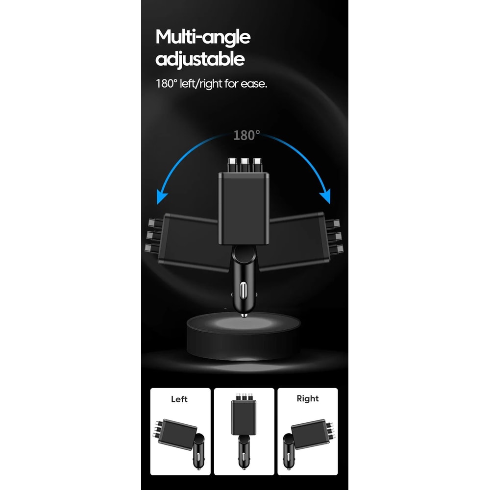 7 In 1 Retractable Car Charger 120W Fast Charging 11