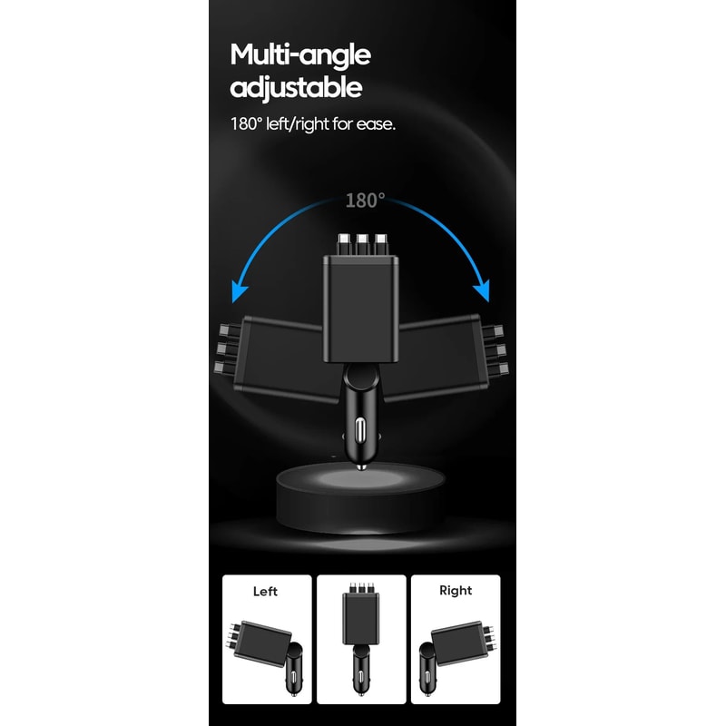 7 In 1 Retractable Car Charger 120W Fast Charging 11