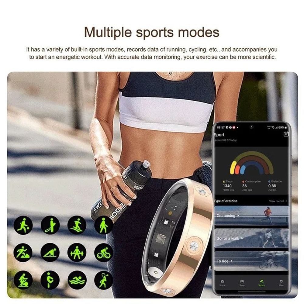 Smart Health Monitoring Ring Waterproof Fitness Tracker 3