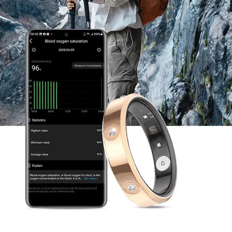 Smart Health Monitoring Ring Waterproof Fitness Tracker 9
