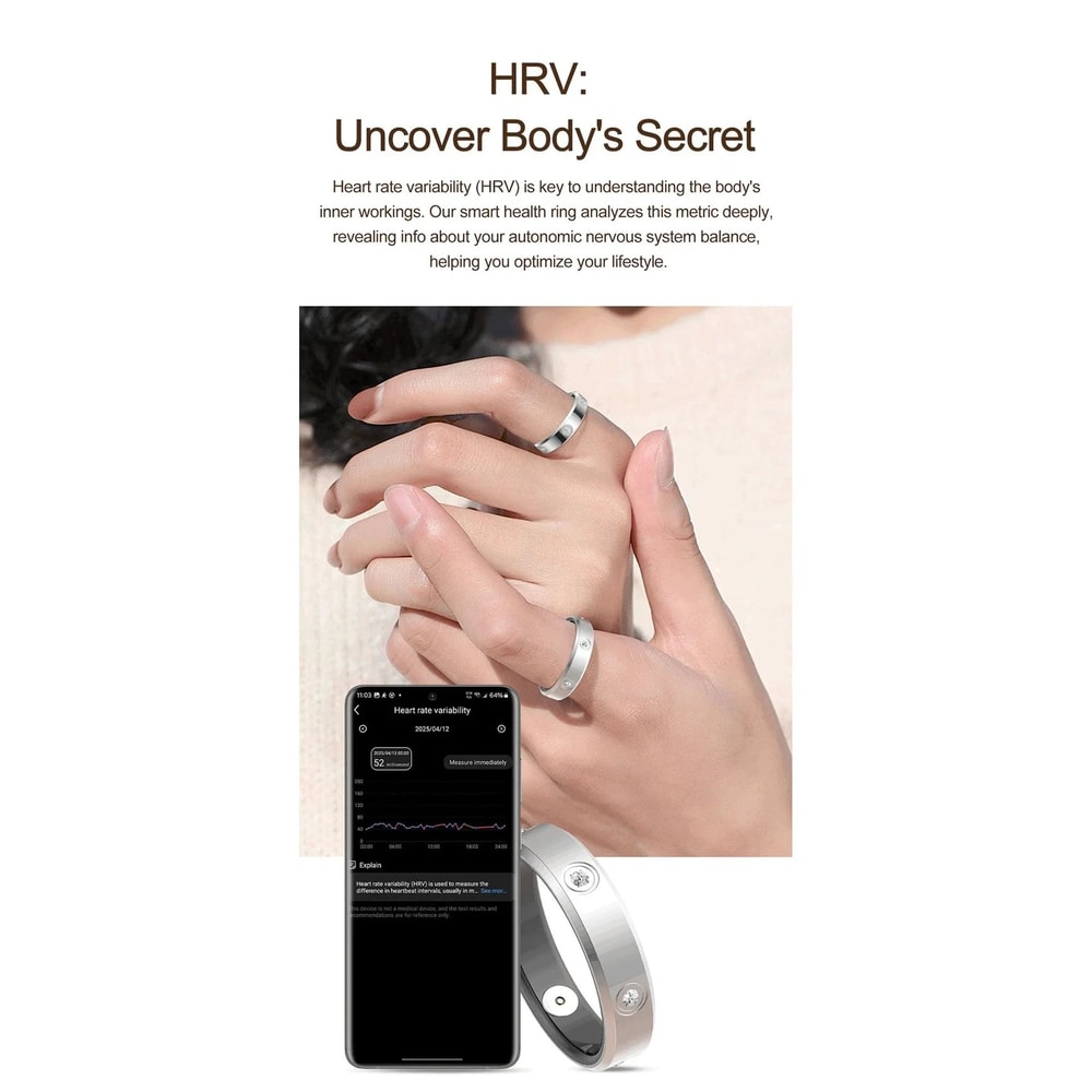 Smart Health Monitoring Ring Waterproof Fitness Tracker 12