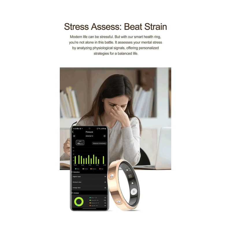 Smart Health Monitoring Ring Waterproof Fitness Tracker 13