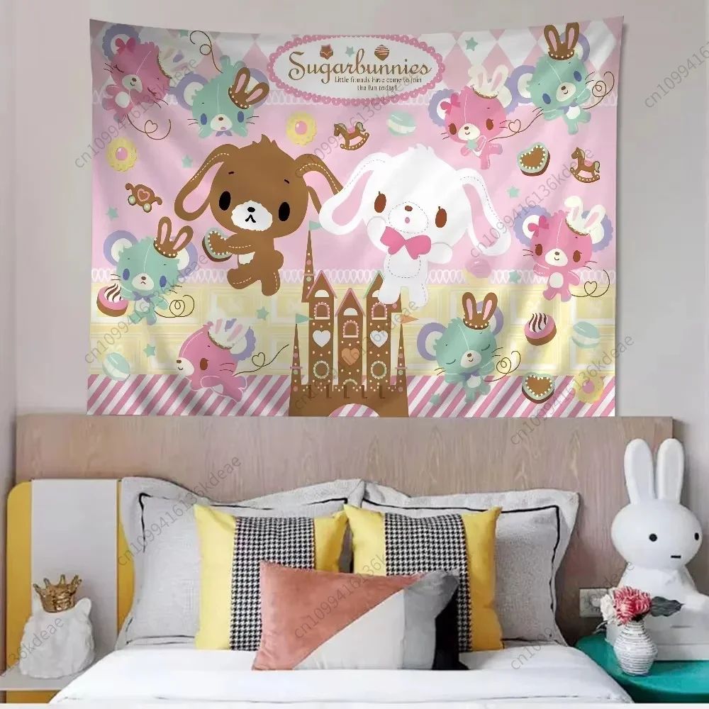 Cute Sugarbunnies Cartoon Wall Tapestry 2