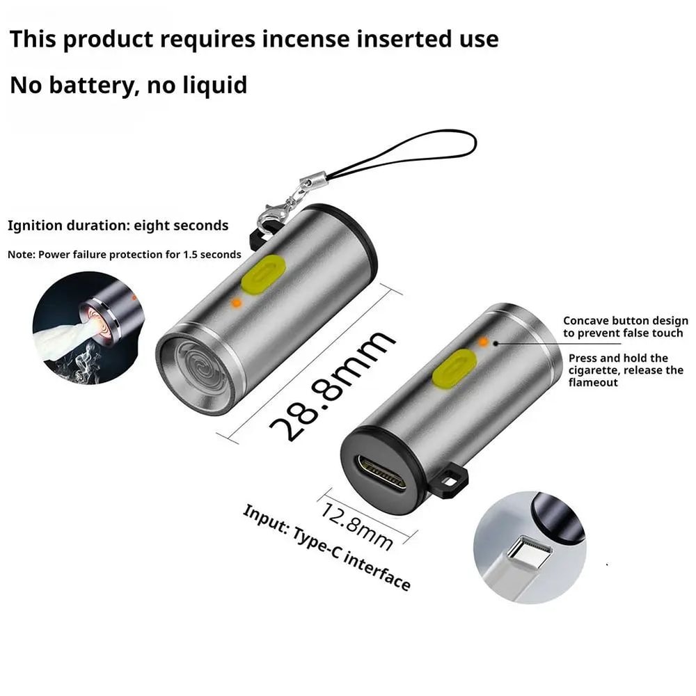 Mini Type C Electric Lighter Portable Keychain 14