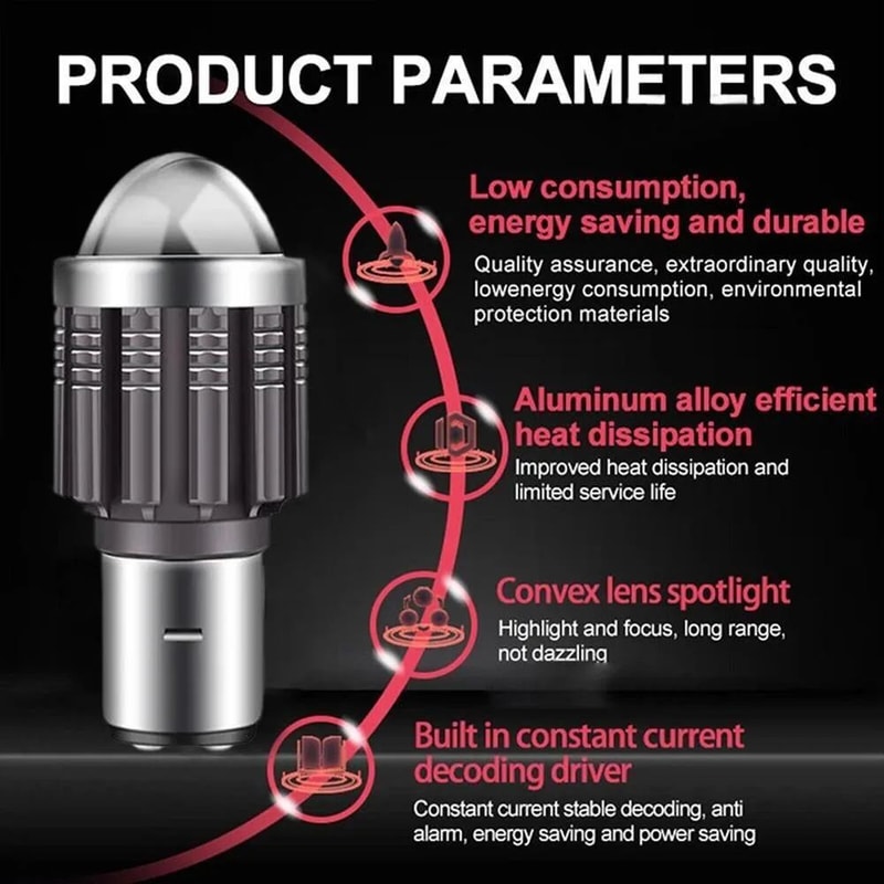 LED Motorcycle Headlight Bulb Hi Lo Beam 10