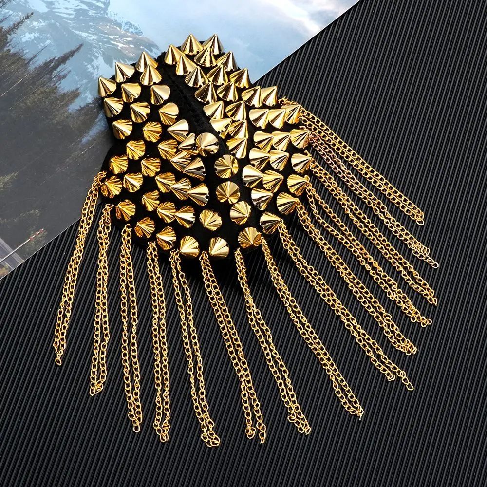 Punk Chain Tassel Shoulder Brooch Epaulet 6