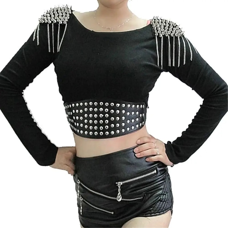 Punk Chain Tassel Shoulder Brooch Epaulet 17