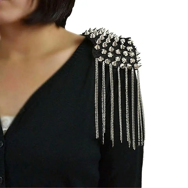 Punk Chain Tassel Shoulder Brooch Epaulet 12