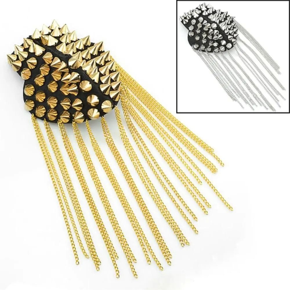 Punk Chain Tassel Shoulder Brooch Epaulet 14