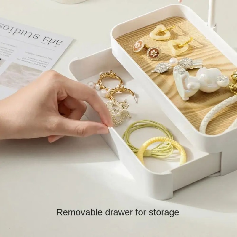 Wooden Jewelry Display Rack With Drawer Organizer 1