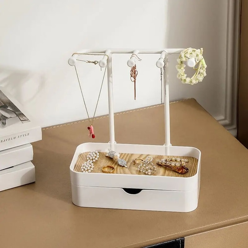 Wooden Jewelry Display Rack With Drawer Organizer 11