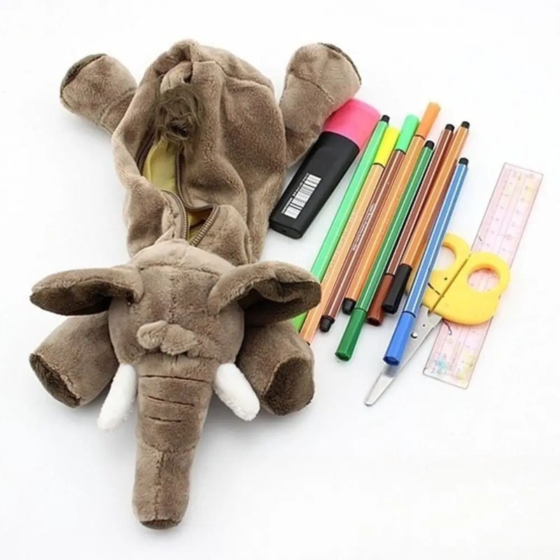 Cute Plush Animal Pencil Case Large Capacity 5