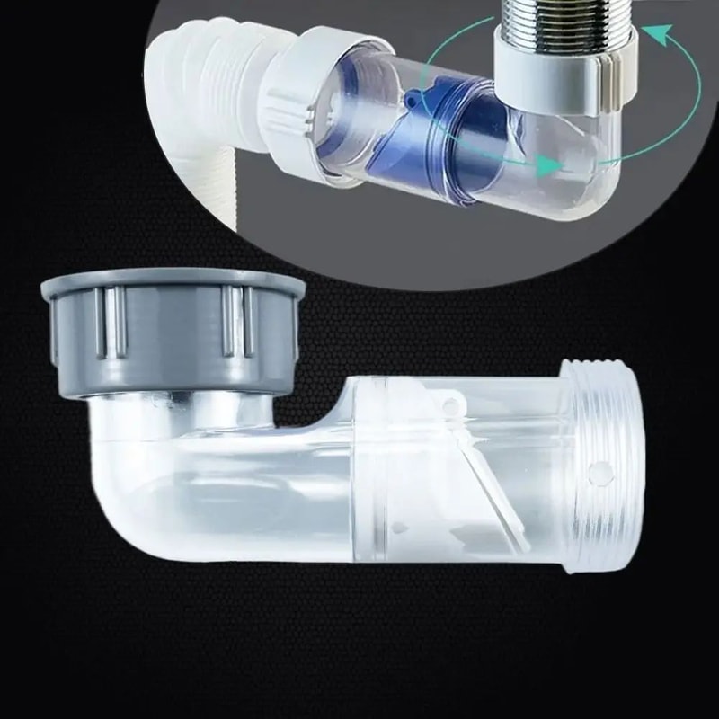 Odor Proof Curved Sink Drain Pipe Kit 3