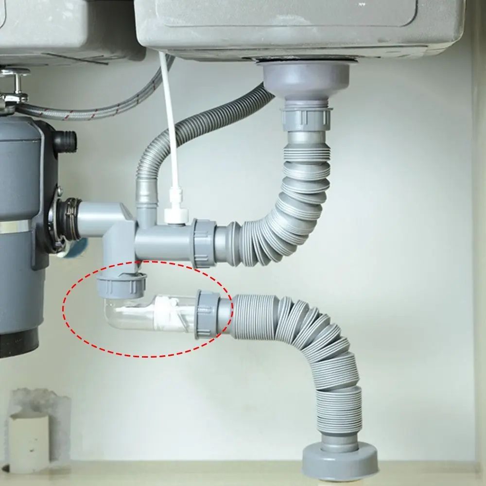 Odor Proof Curved Sink Drain Pipe Kit 7