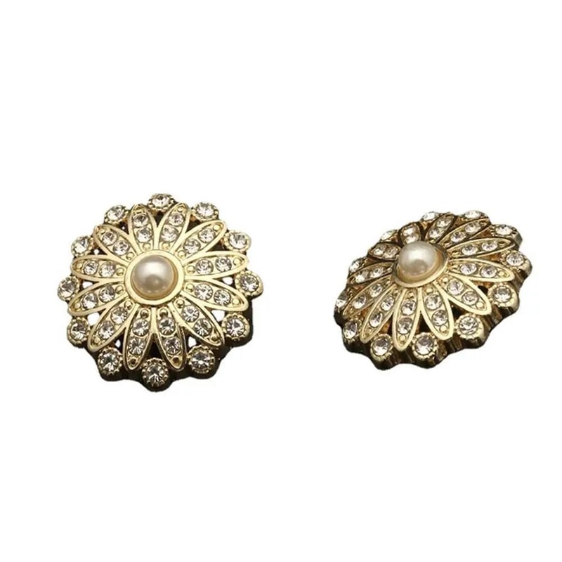 Retro Pearl Diamond Metal Sewing Buttons Set 5