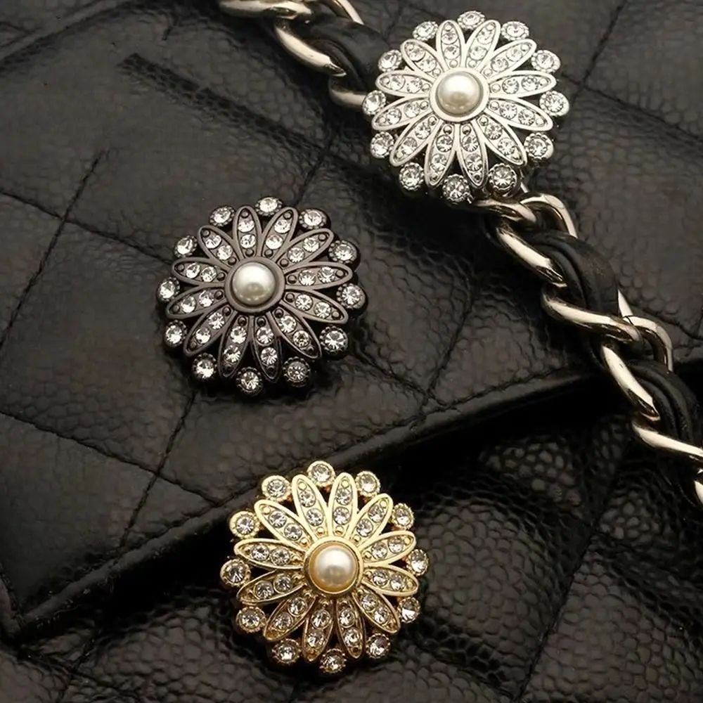 Retro Pearl Diamond Metal Sewing Buttons Set 9