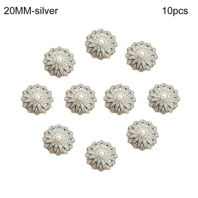 Retro Pearl Diamond Metal Sewing Buttons Set 11