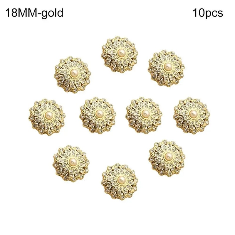 Retro Pearl Diamond Metal Sewing Buttons Set 13