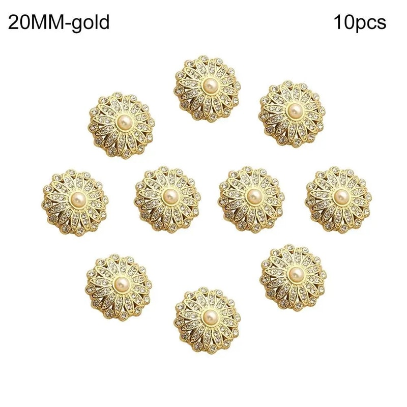 Retro Pearl Diamond Metal Sewing Buttons Set 14