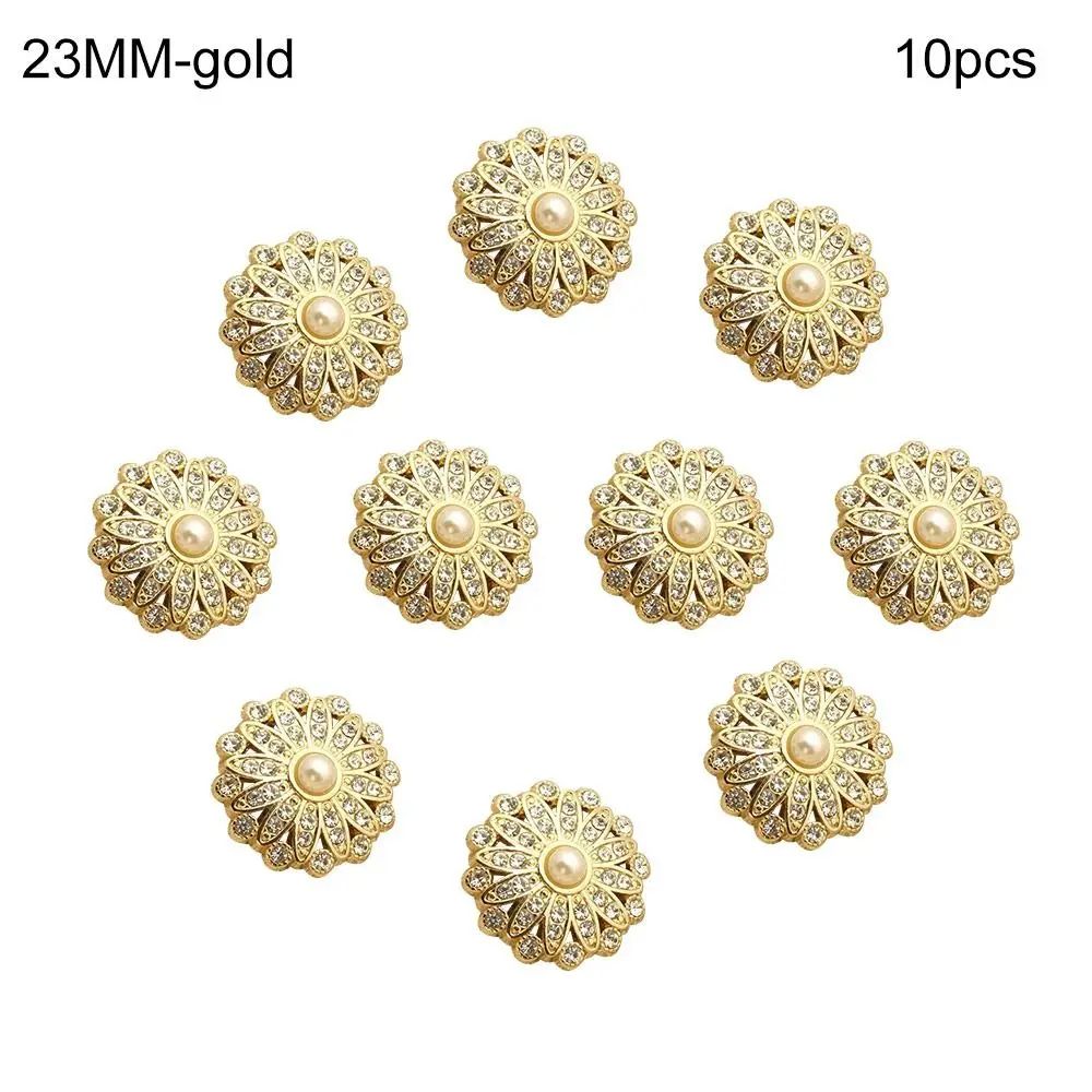 Retro Pearl Diamond Metal Sewing Buttons Set 15