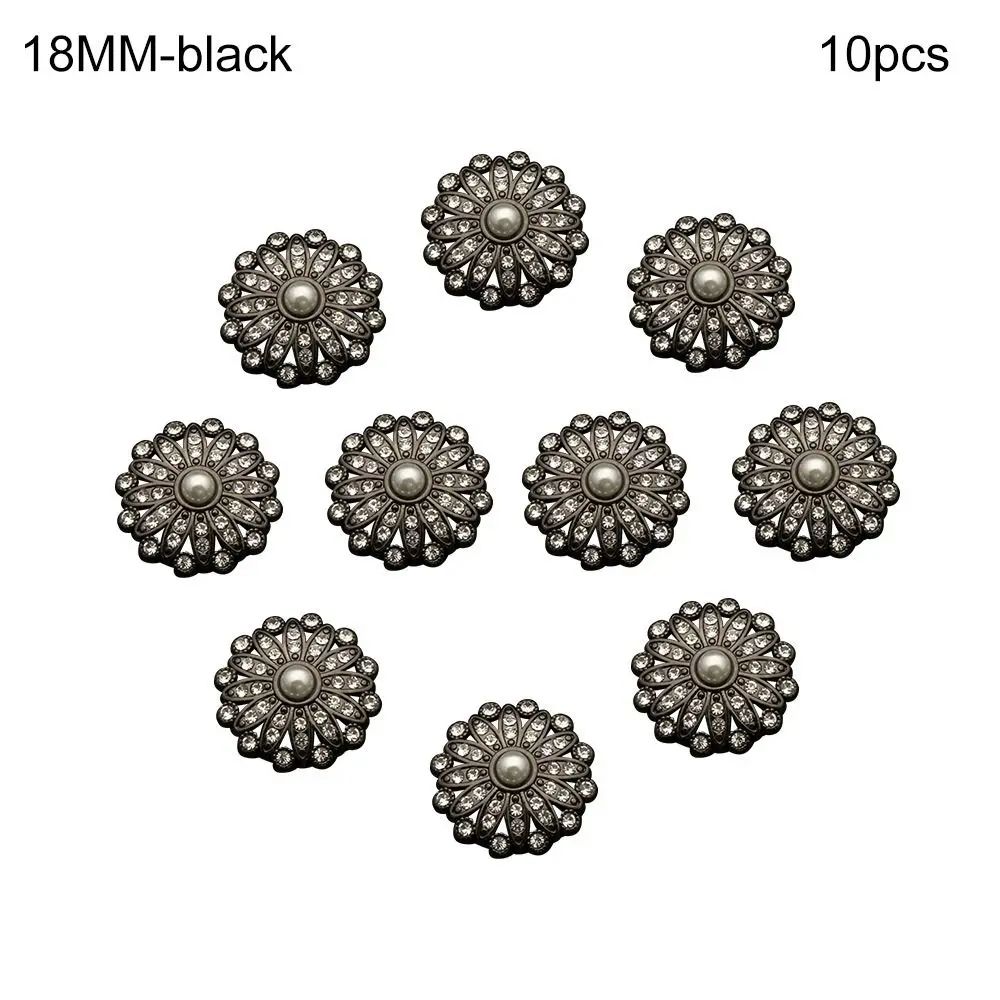 Retro Pearl Diamond Metal Sewing Buttons Set 16