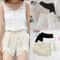 Boho Crochet High Waist Lace Up Shorts 0