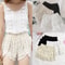 Boho Crochet High Waist Lace Up Shorts 0