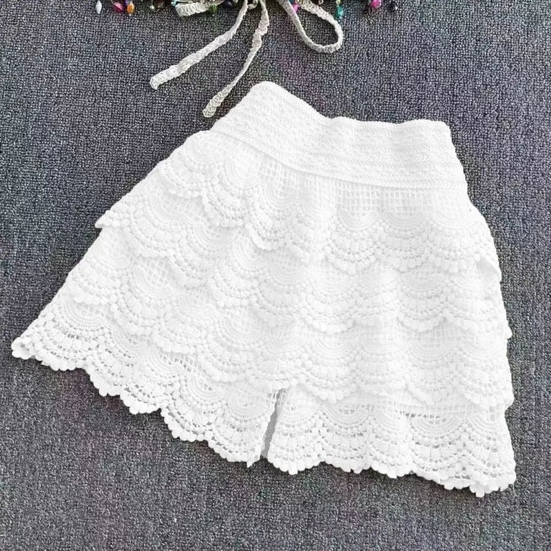 Boho Crochet High Waist Lace Up Shorts 11