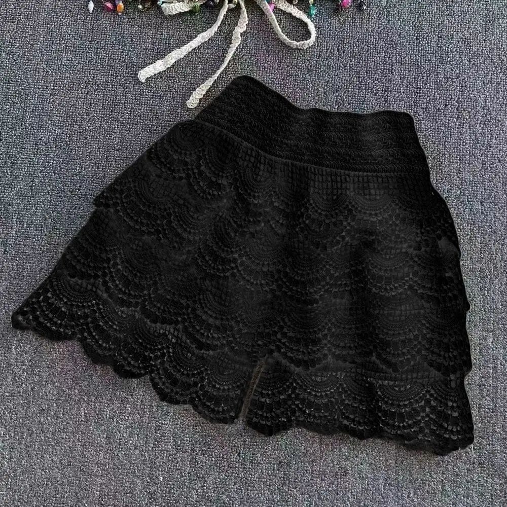 Boho Crochet High Waist Lace Up Shorts 12