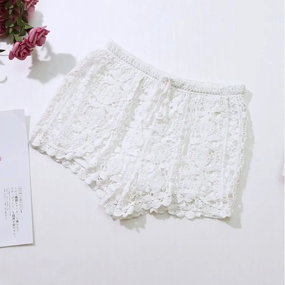Boho Crochet High Waist Lace Up Shorts 14