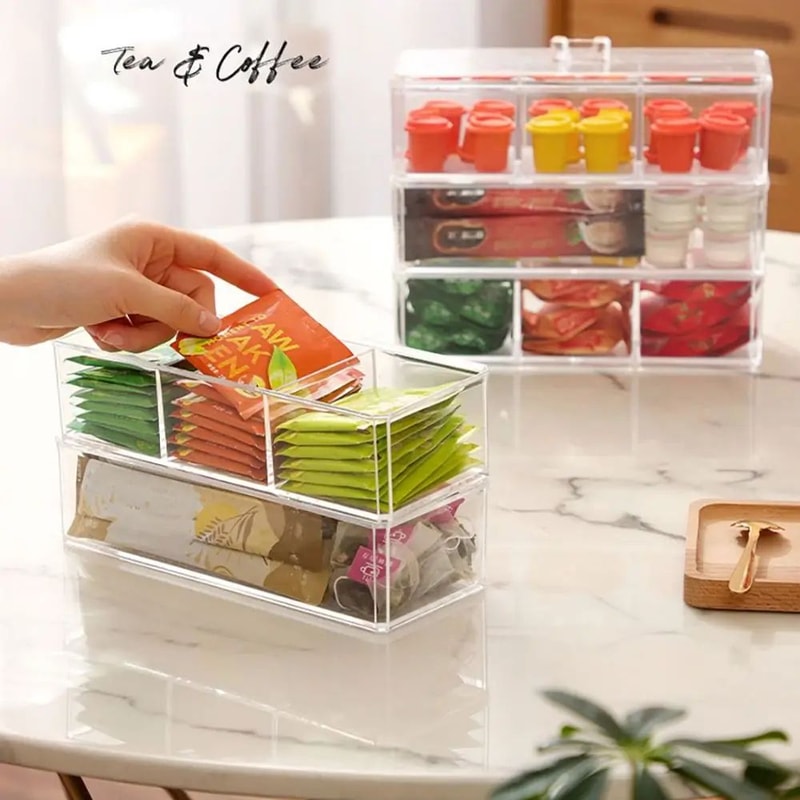 Acrylic Tea Bag Organizer Transparent Storage Box 8