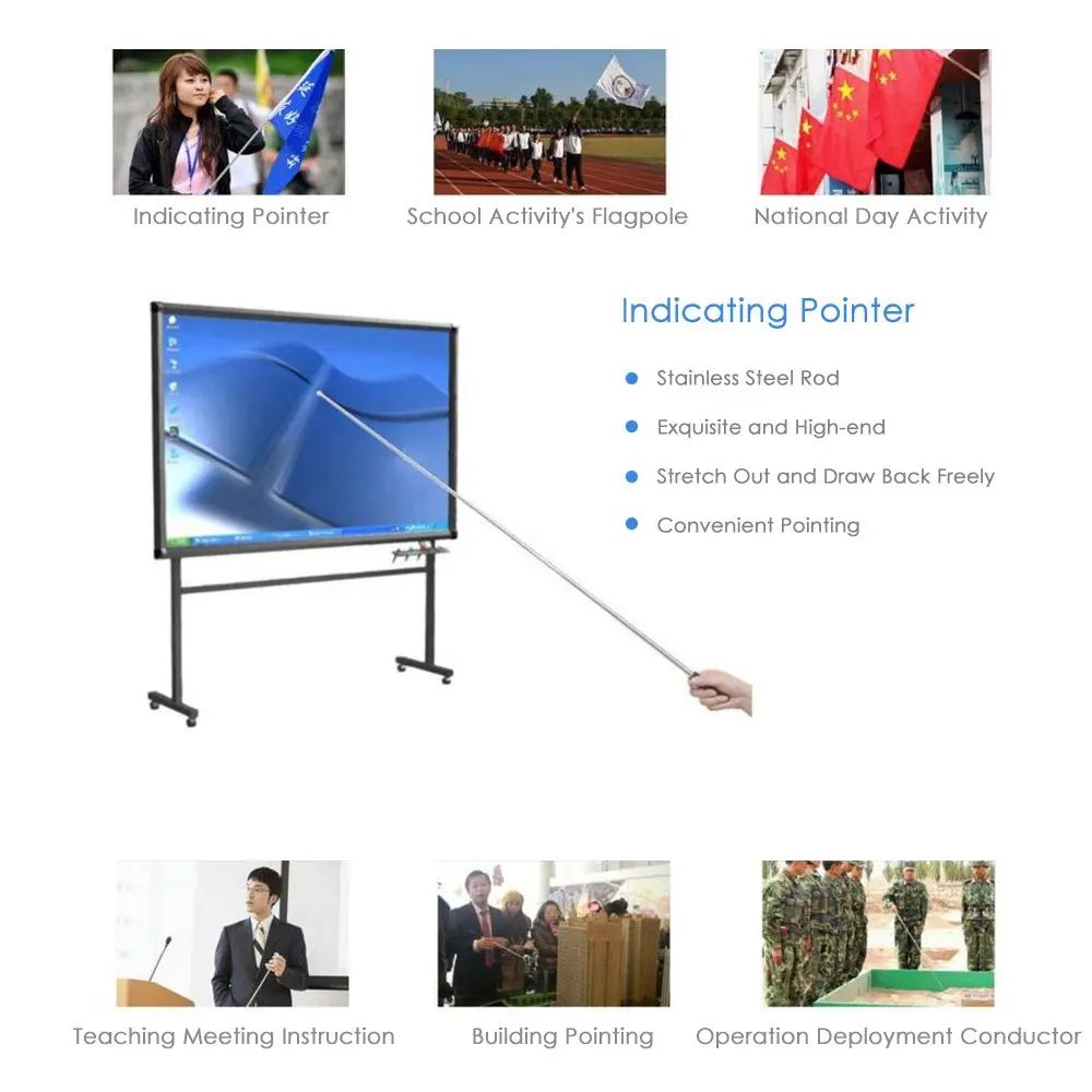 Telescopic Stainless Steel Flagpole Teaching Pointer 6