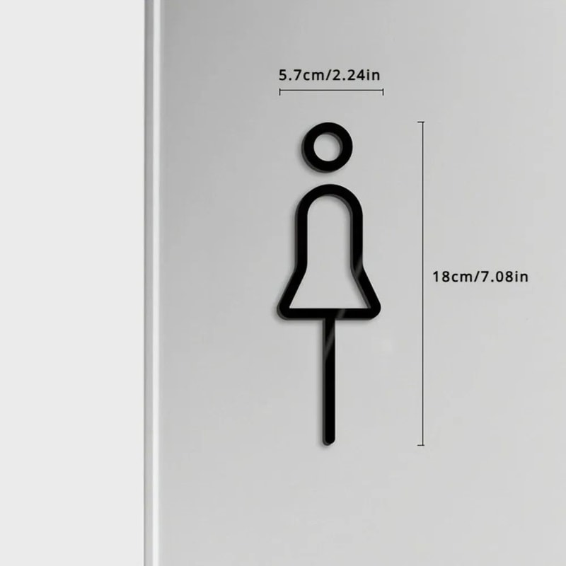 Black Gold Toilet Sign Plate Brass Wall Label 3