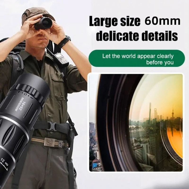 16x52 High Power Monocular Telescope Dual Focus 8