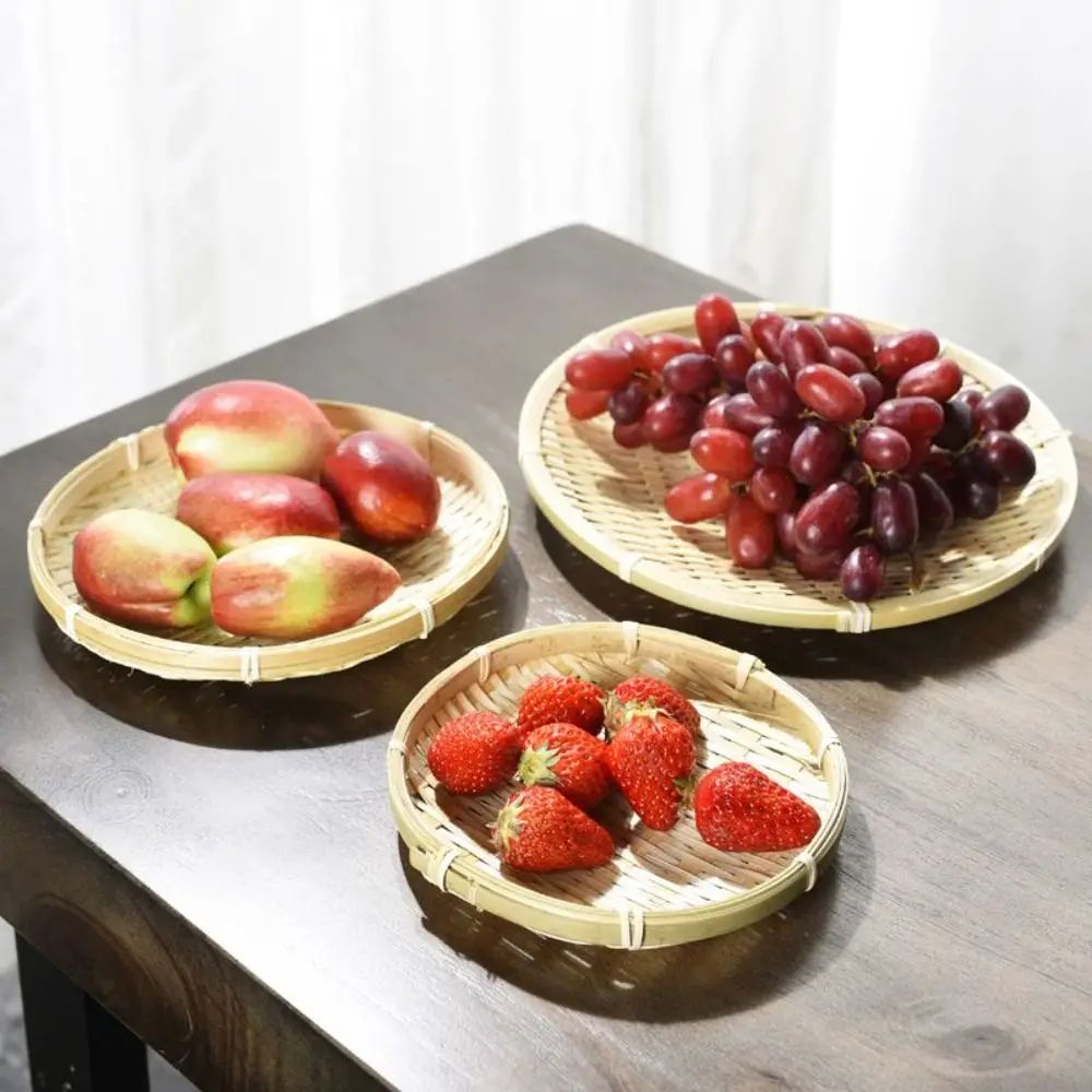 Handmade Woven Bamboo Tray Basket Bread Storage 6