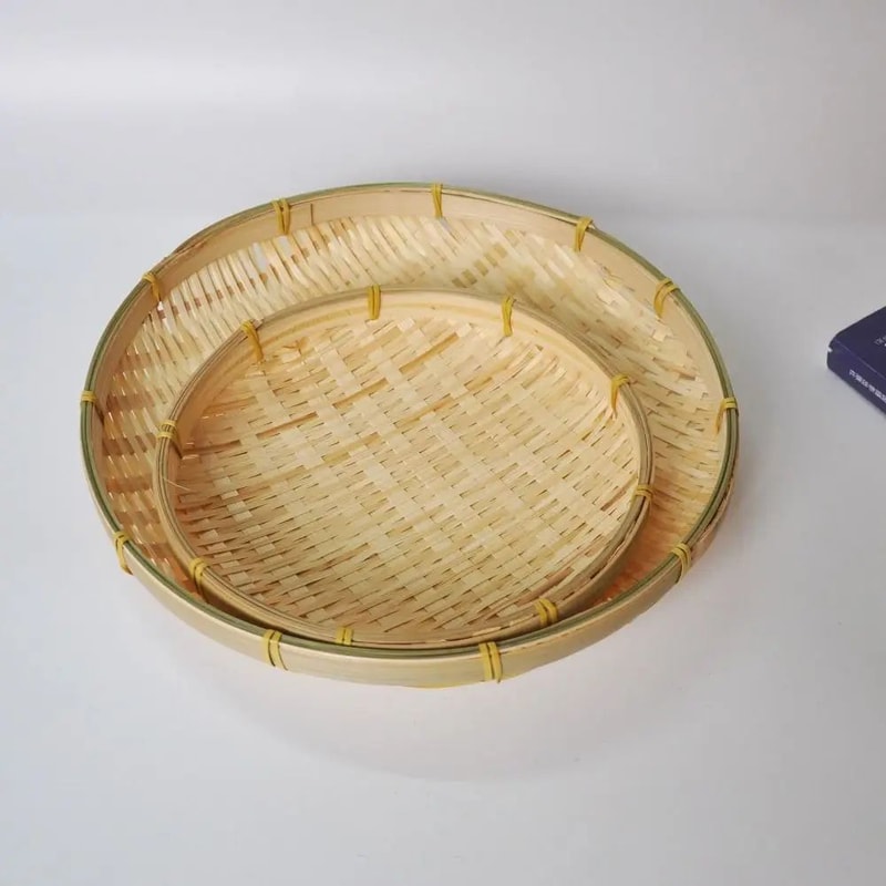 Handmade Woven Bamboo Tray Basket Bread Storage 7